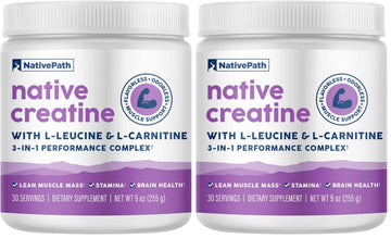 NativePath Creatine Monohydrate Powder with L-Leucine & L-Carnitine - Muscle Building Supplement for Men & Women - 30 Servings (Pack of 2) NativePath buy australia supplements