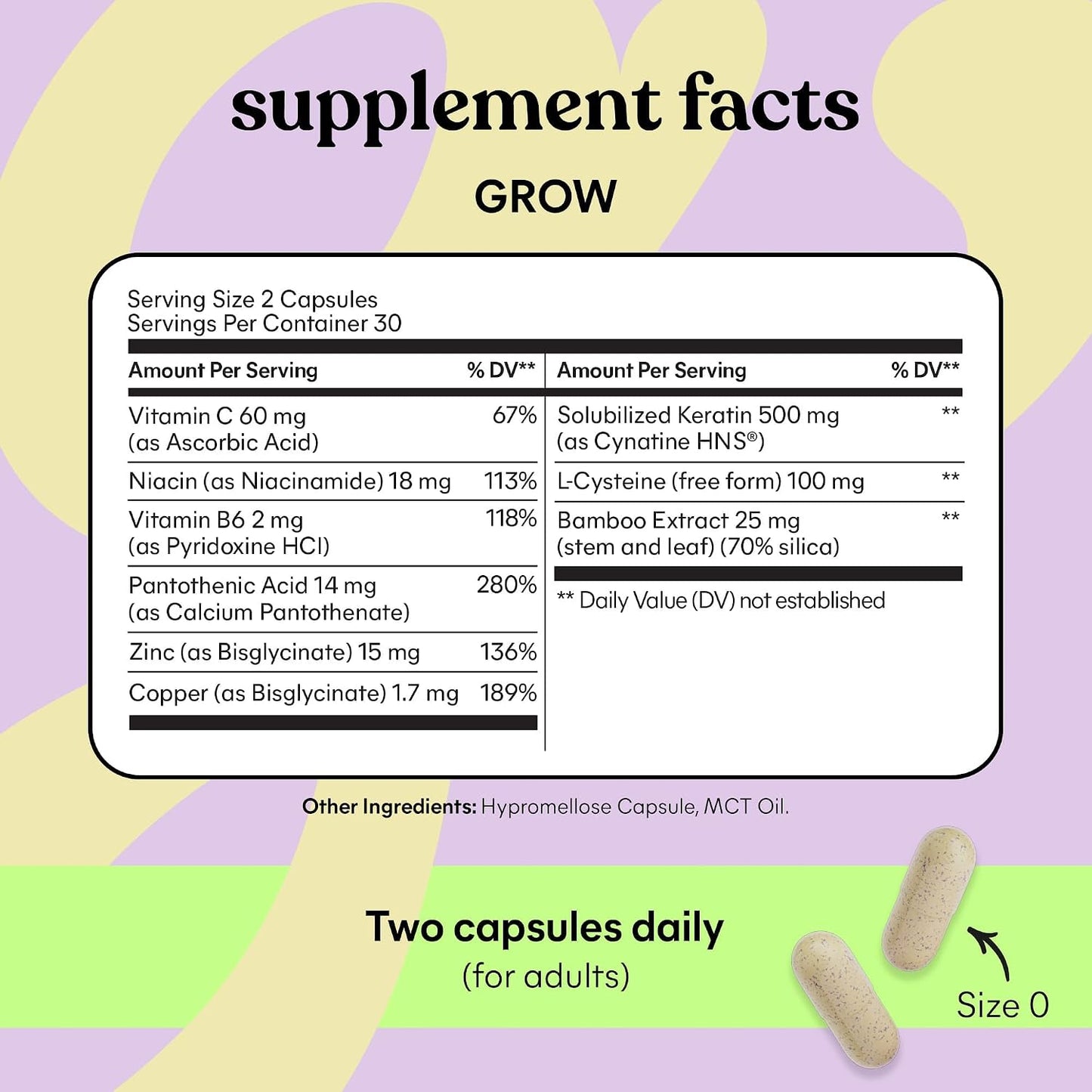 Lemme Grow Hair Growth Capsules for Women, Clinically Studied Keratin Complex, Visibly Thicker Hair & Reduced Shedding, Nourish Thinning Hair, Biotin-Free, 30 Count, 30-Day Supply