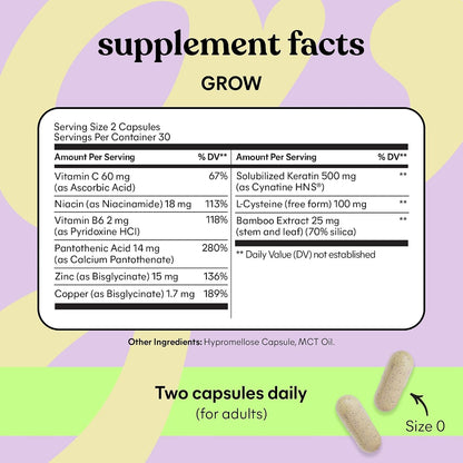 Lemme Grow Hair Growth Capsules for Women, Clinically Studied Keratin Complex, Visibly Thicker Hair & Reduced Shedding, Nourish Thinning Hair, Biotin-Free, 30 Count, 30-Day Supply