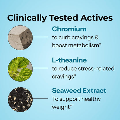 HUM Counter Cravings Chromium Supplements with L Theanine, Seaweed Extract & Forskolin to Help Support Appetite, Cravings, and Routines, Gluten Free, Caffeine Free Formula, 60 Vegan Capsules