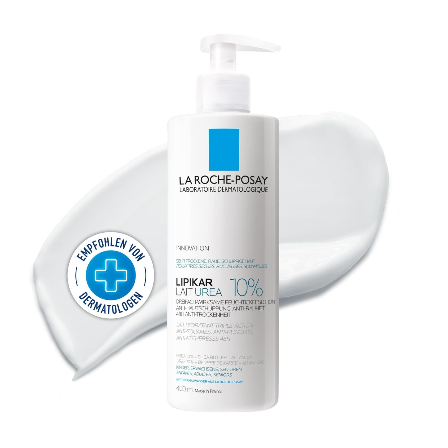 La Roche-Posay Lipikar Urea 10% Roughness Smoothing Lotion, Body Lotion For Dry Skin With 10% Urea + Shea Butter + Allantoin La Roche-Posay