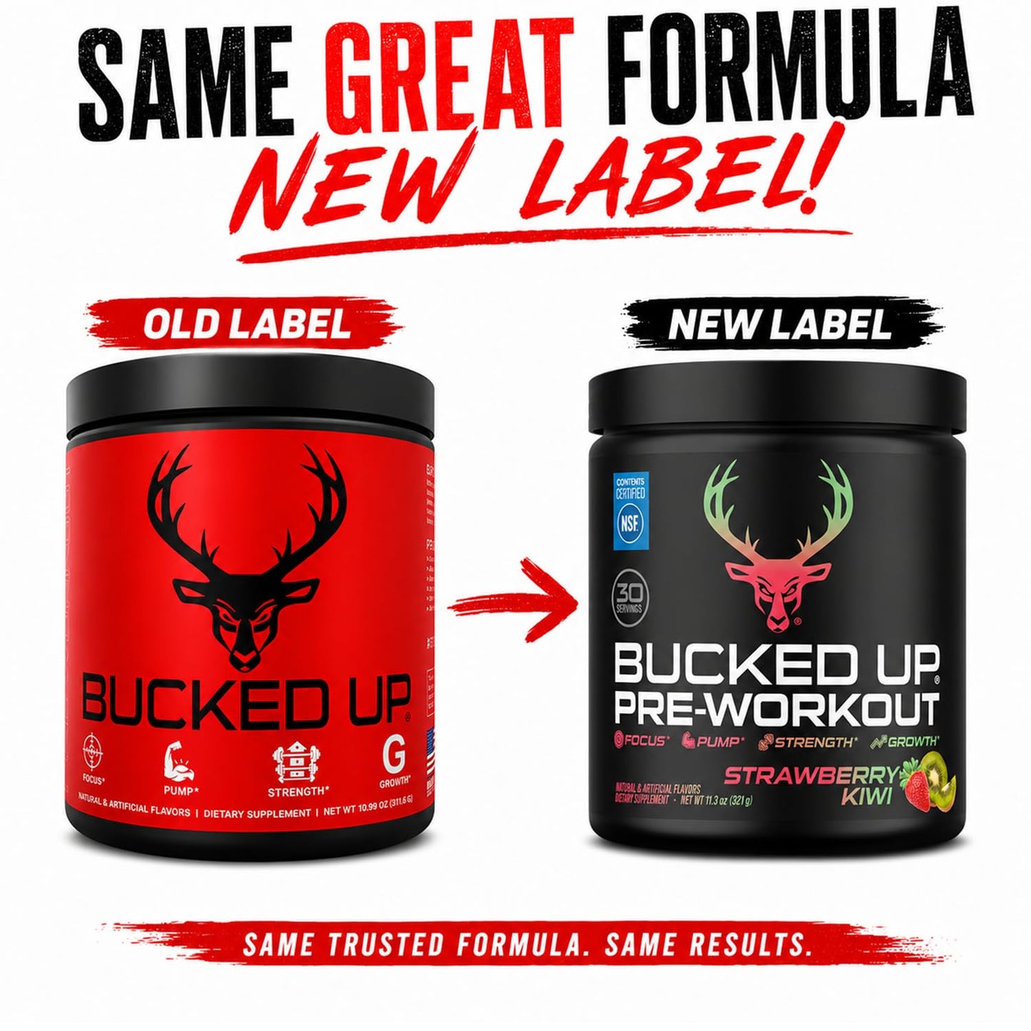Bucked Up Pre Workout - Best Tasting - 6 Grams Citrulline, 2 Grams Beta Alanine Non Proprietary Blend, Powder (Strawberry Kiwi)