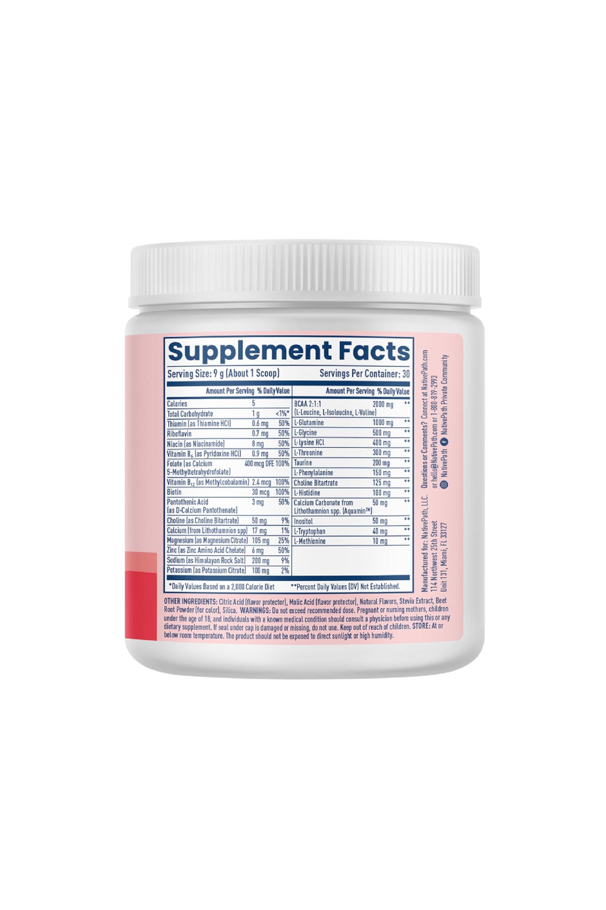 NativePath Hydrate, Zero Sugar, Electrolytes Powder with BCAAs, Mixed Berry Hydration, Keto & Paleo Friendly, 30 Servings NativePath