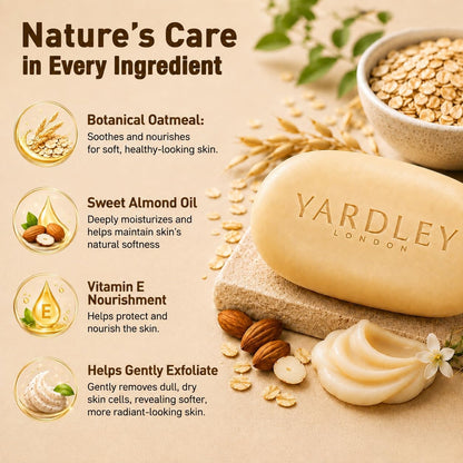 Yardley Oatmeal and Almond Bar Soap, Oatmeal & Almond, 4 Ounce Yardley
