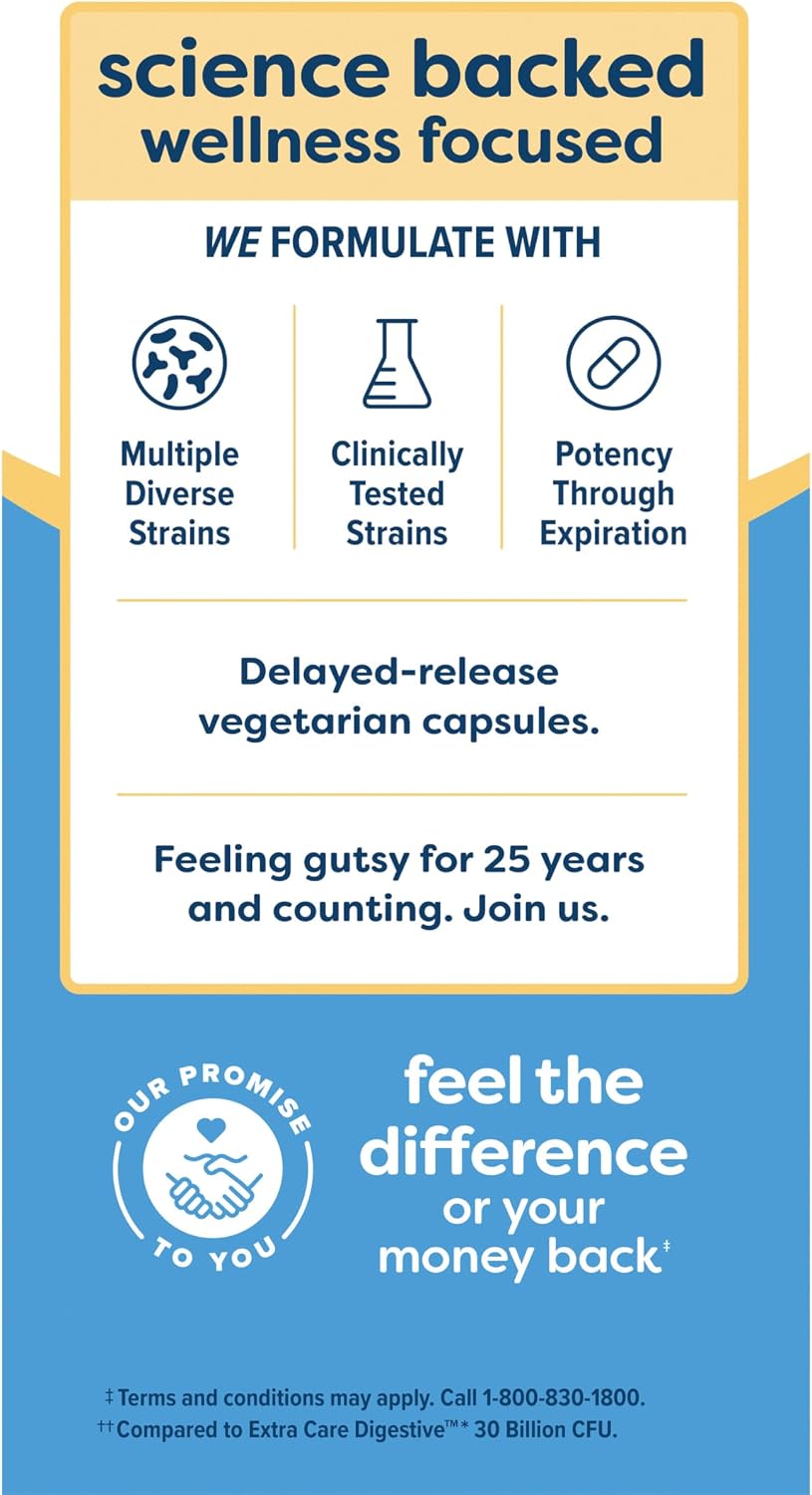 Renew Life Extra Care Digestive Probiotic Capsules, 50 Billion CFU Guaranteed, Daily Supplement Supports Immune, Digestive, Respiratory Health(1), L. Rhamnosus GG, Dairy, Soy and Gluten-Free, 90 Count | 90 Vegetarian Capsules | Supports Digestive, Immune Gsupps Australia