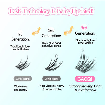 GAQQI Self Adhesive Eyelash Clusters, Natural Pre Glued Lashes 10-16mm,LACE GAQQI