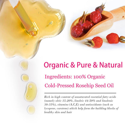 MMPANG Organic Rosehip Seed Oil for Face, USDA Certified, Cold Pressed MMPANG