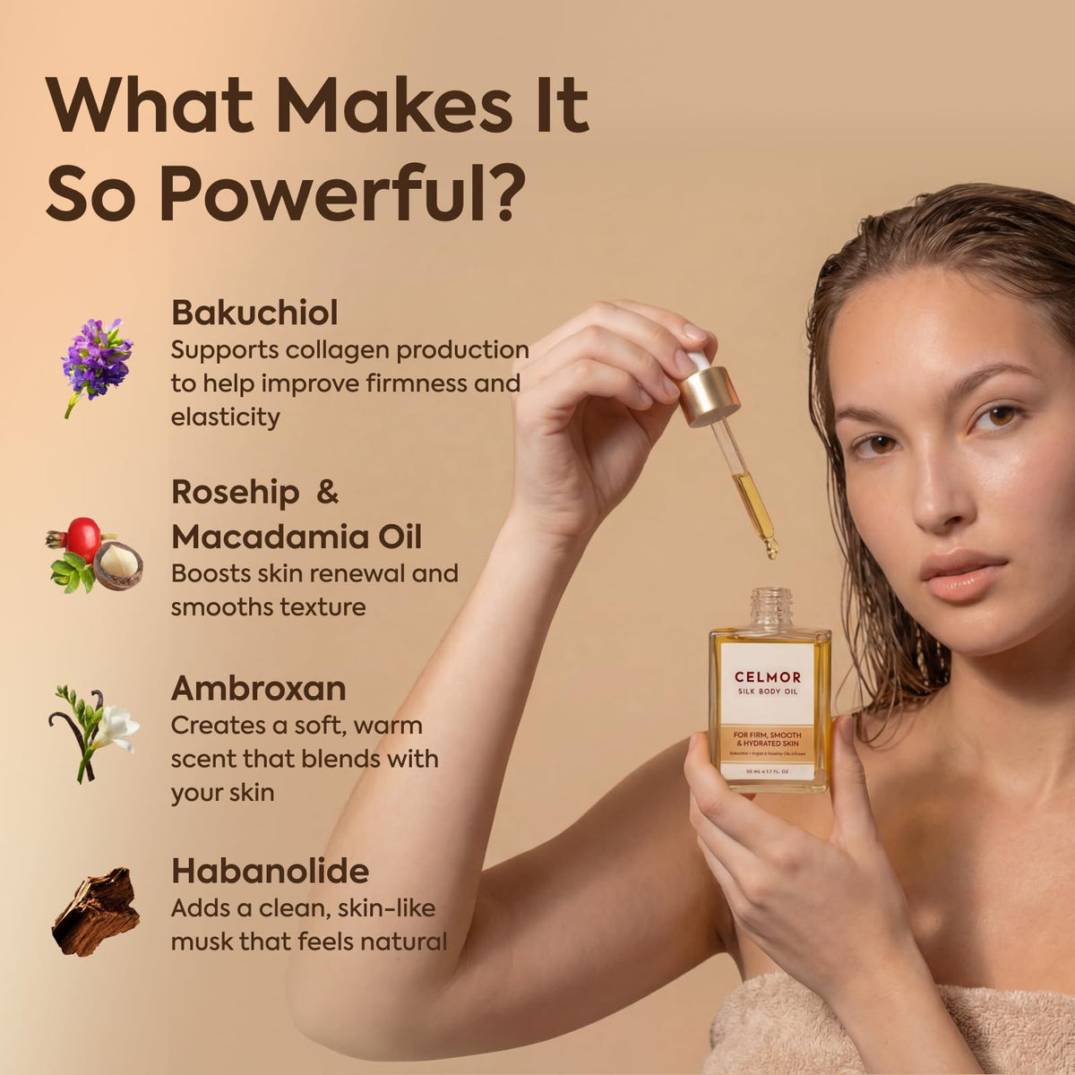 CELMOR Silk Body Oil for Women | Anti Aging, Firming & Moisturizing CELMOR