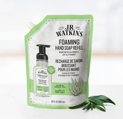 J.R. Watkins Foam Hand Soap Refill 2 Pack, Aloe & Green Tea, 28 fl oz J.R. Watkins