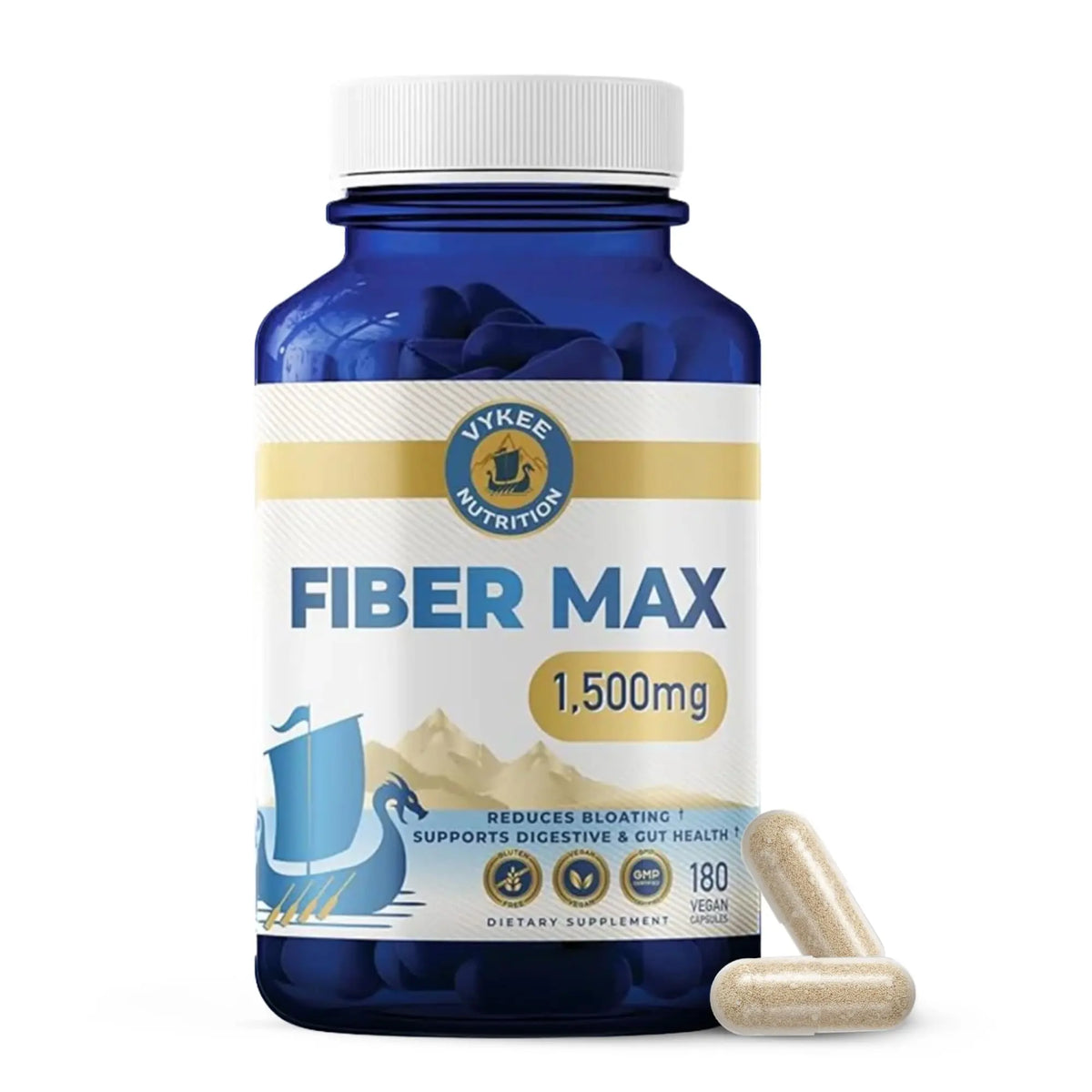 Vykee Nutrition Advanced Fiber Complex – Psyllium Husk, Aloe Vera, Chia & Flax Seed | Vegan, Non-GMO | Supports Digestive Health, Regularity & Gut Wellness | 180 Capsules Vykee Nutrition