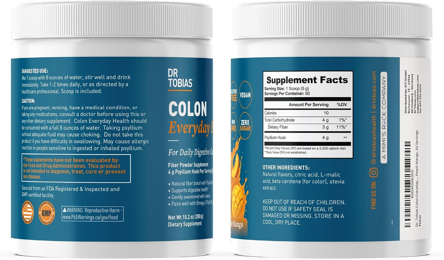 Dr. Tobias Fat Burner Nightly & Colon Everyday Health Peach Mango – Nighttime Metabolism Support & Daily Psyllium Fiber Drink for Digestive Health
