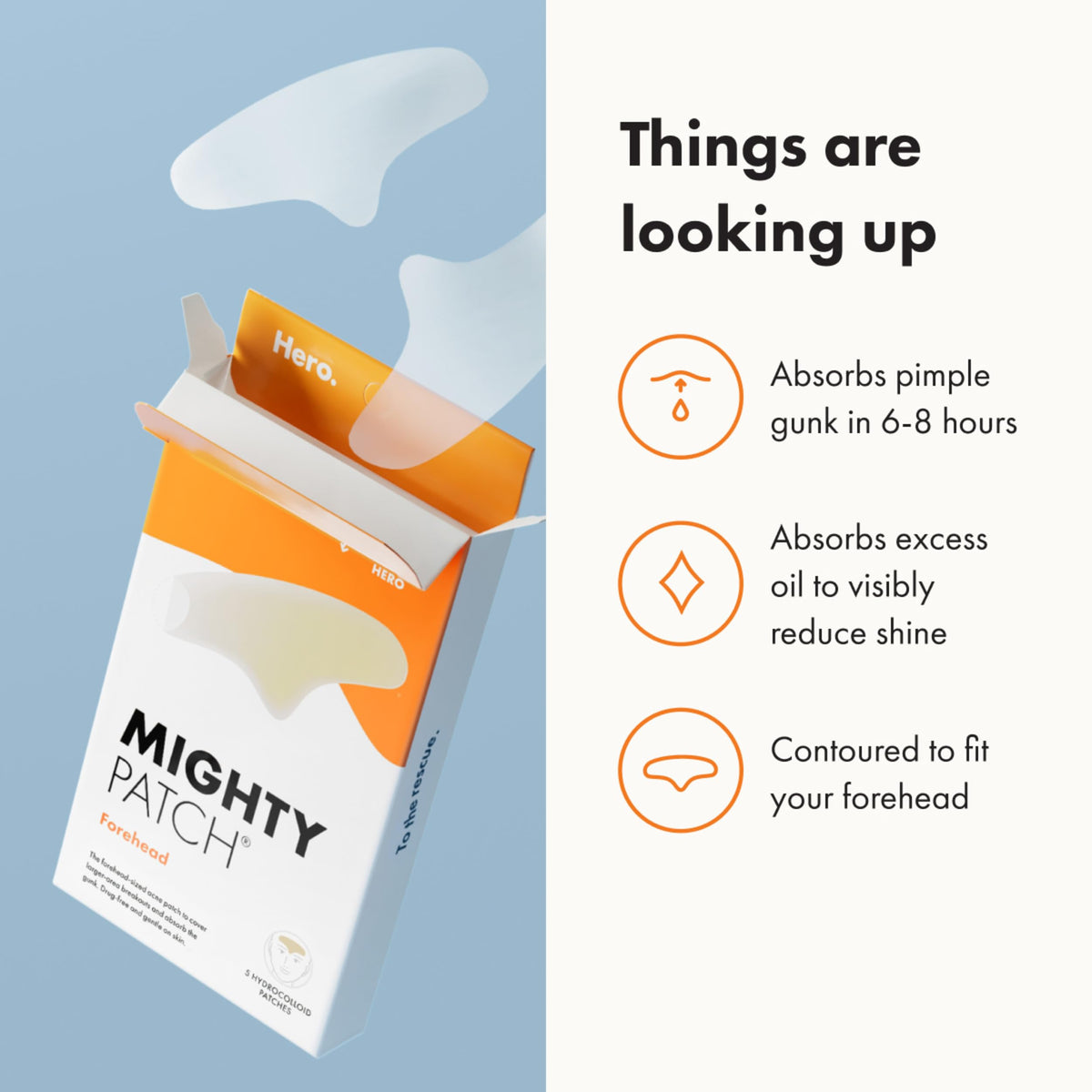 Mighty Patch Hero Cosmetics Forehead Large Acne Pimple Patches, 5 Ct Mighty Patch
