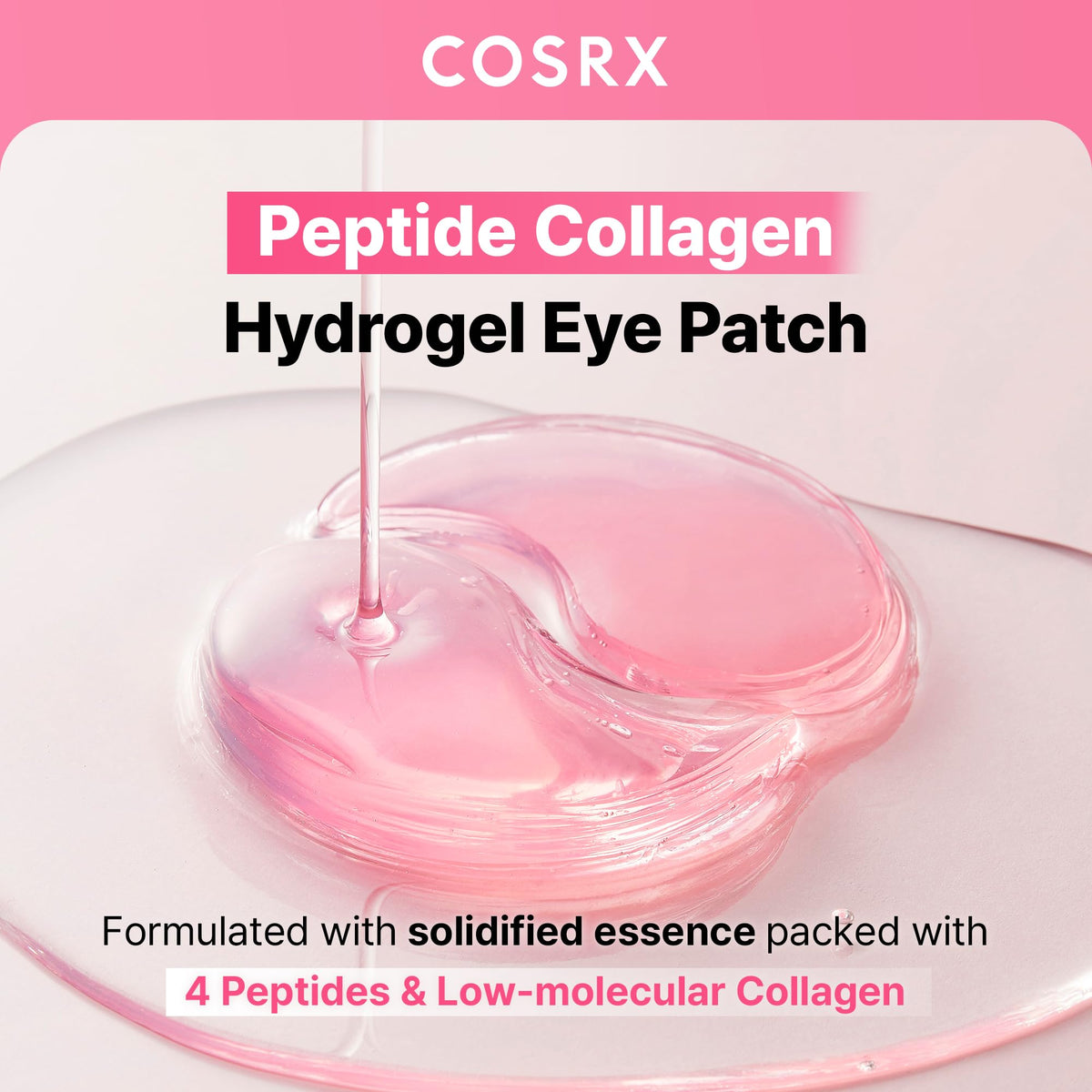 COSRX Pink Peptides Collagen Hydrogel Eye Patch for Puffy Eyes (60) COSRX