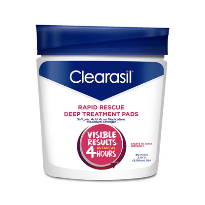 Clearasil Rapid Rescue Deep Treatment Acne Face Pads, Maximum Strenght with 2% Salicylic Acid Acne Clearasil