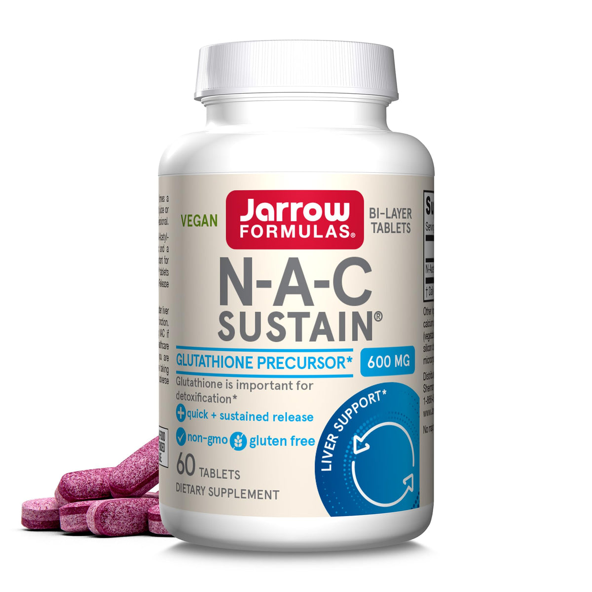 Jarrow Formulas N-A-C Sustain 600 mg, Dietary Supplement, NAC 600 mg, an Antioxidant Amino Acid Support Jarrow Formulas