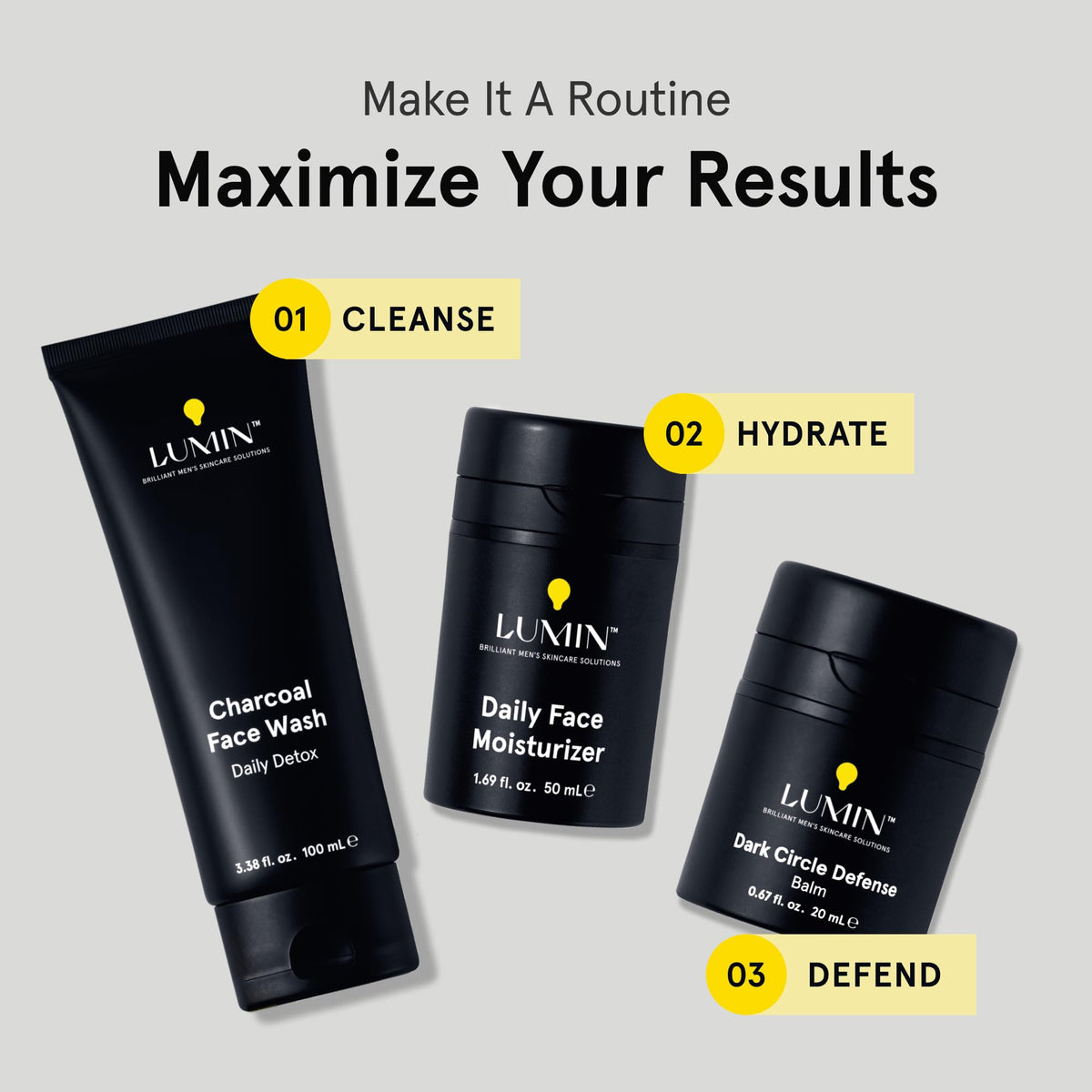 Lumin Charcoal Face Wash for Men | Daily Detox & Pore Cleansing | 3.4oz Lumin