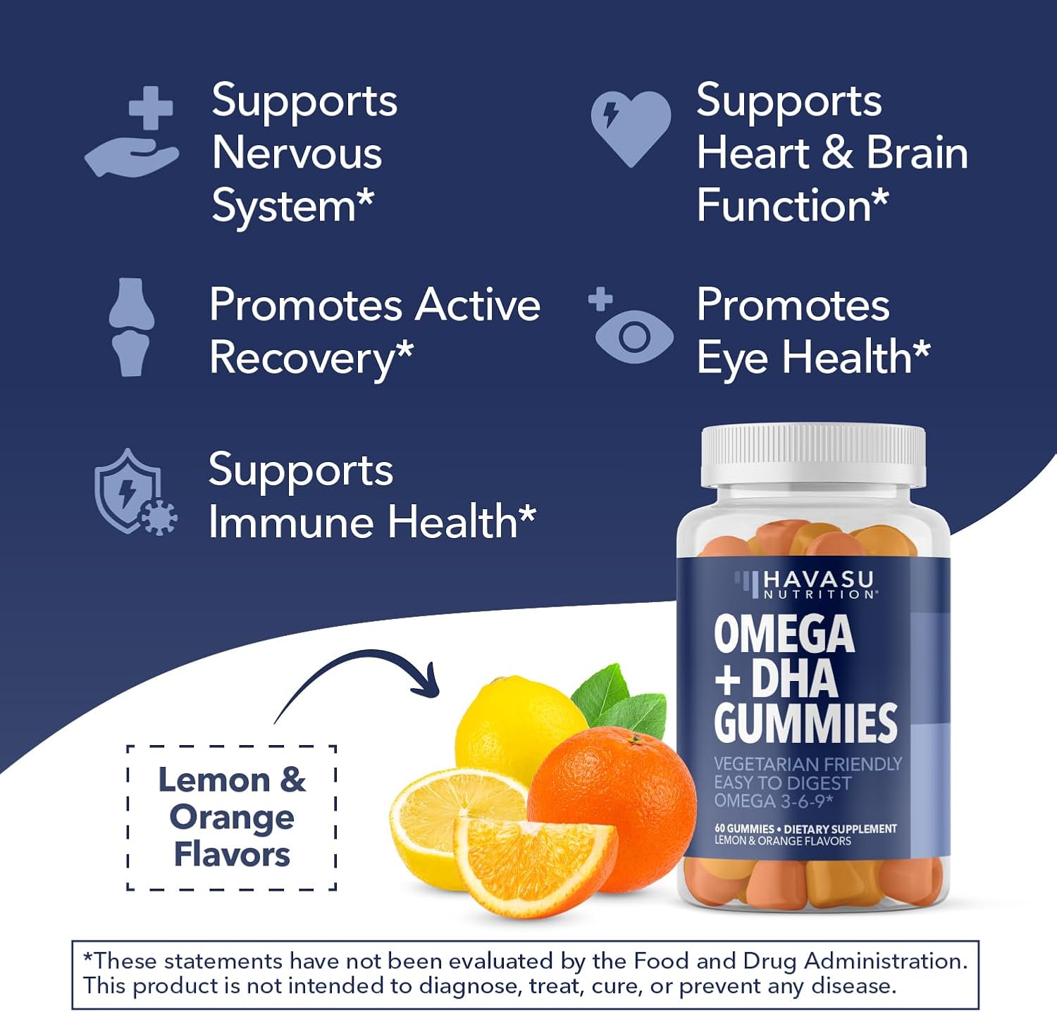 Omega 3 6 9 Gummies with DHA, Plant-Based Omega 3 Gummies for Adults, 60ct | Omega 3 6 9 + DHA Gummies, Fish Oil Alternative for Adults with DHA from Algae, Lemon and Orange Flavors, 20 Servings Gsupps Australia