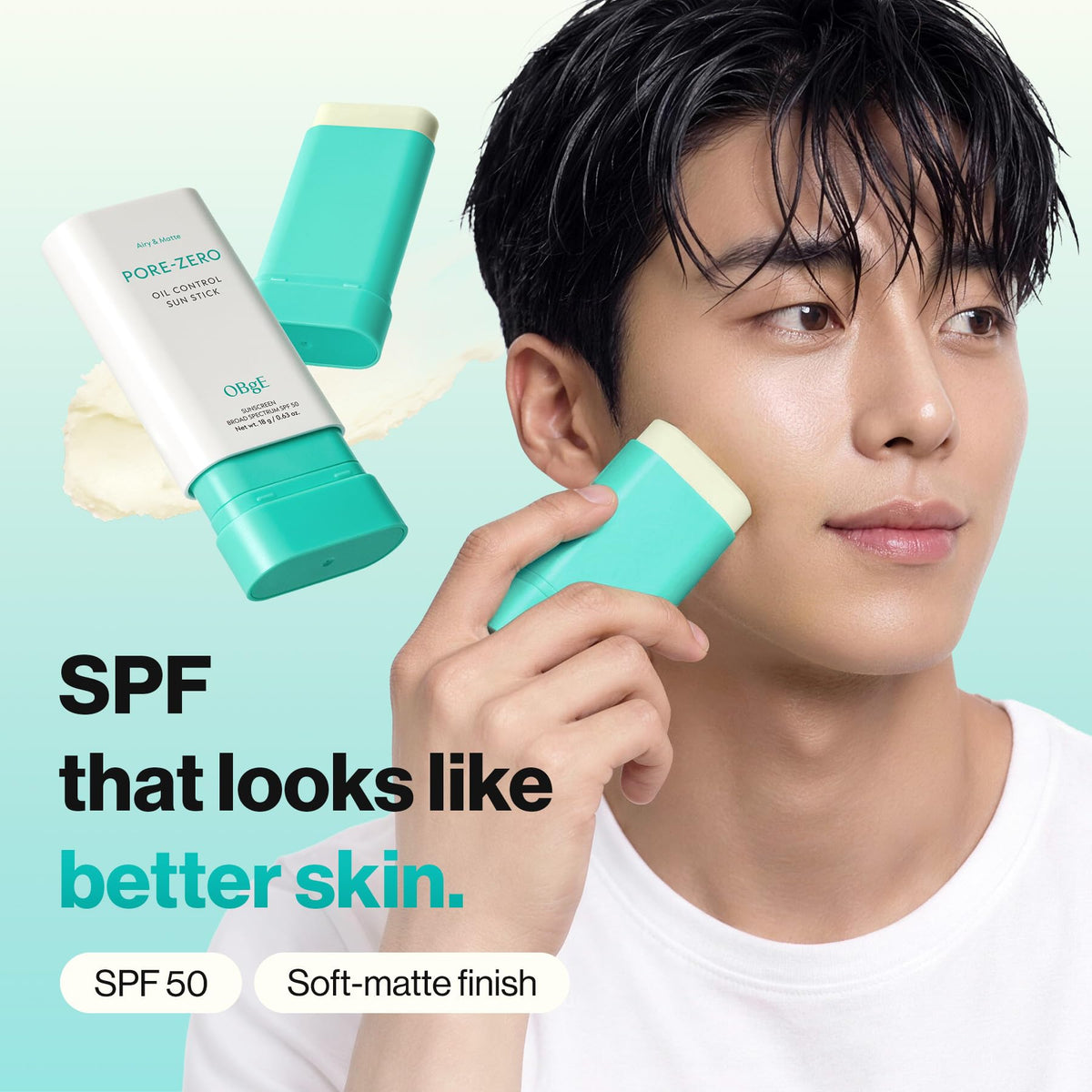 OBgE Pore Zero Matte Sunscreen Stick SPF50 0.63oz, Korean Sunstick for face OBgE