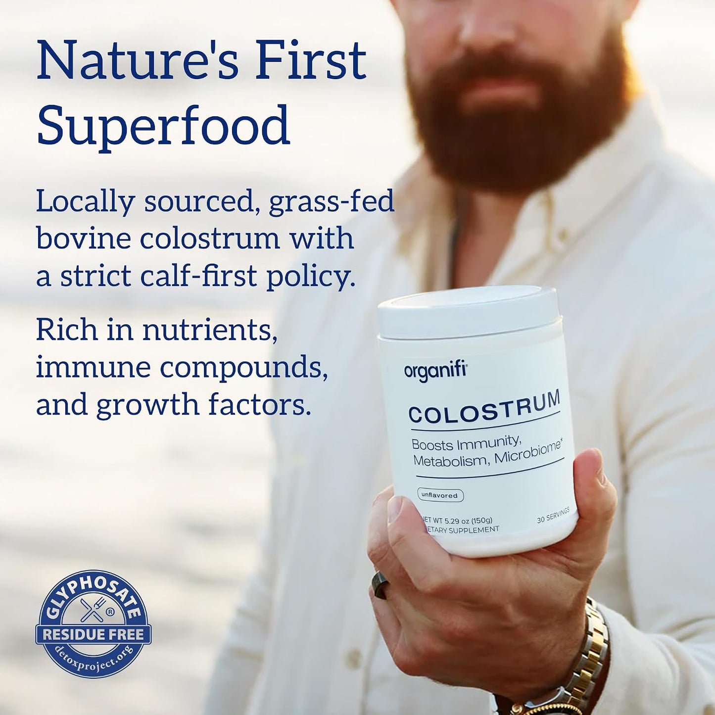 Organifi Bovine Colostrum Powder - Grass-Fed, USA-Sourced Colostrum Supplement for Gut Health, Immune Support and Recovery Gsupps Australia