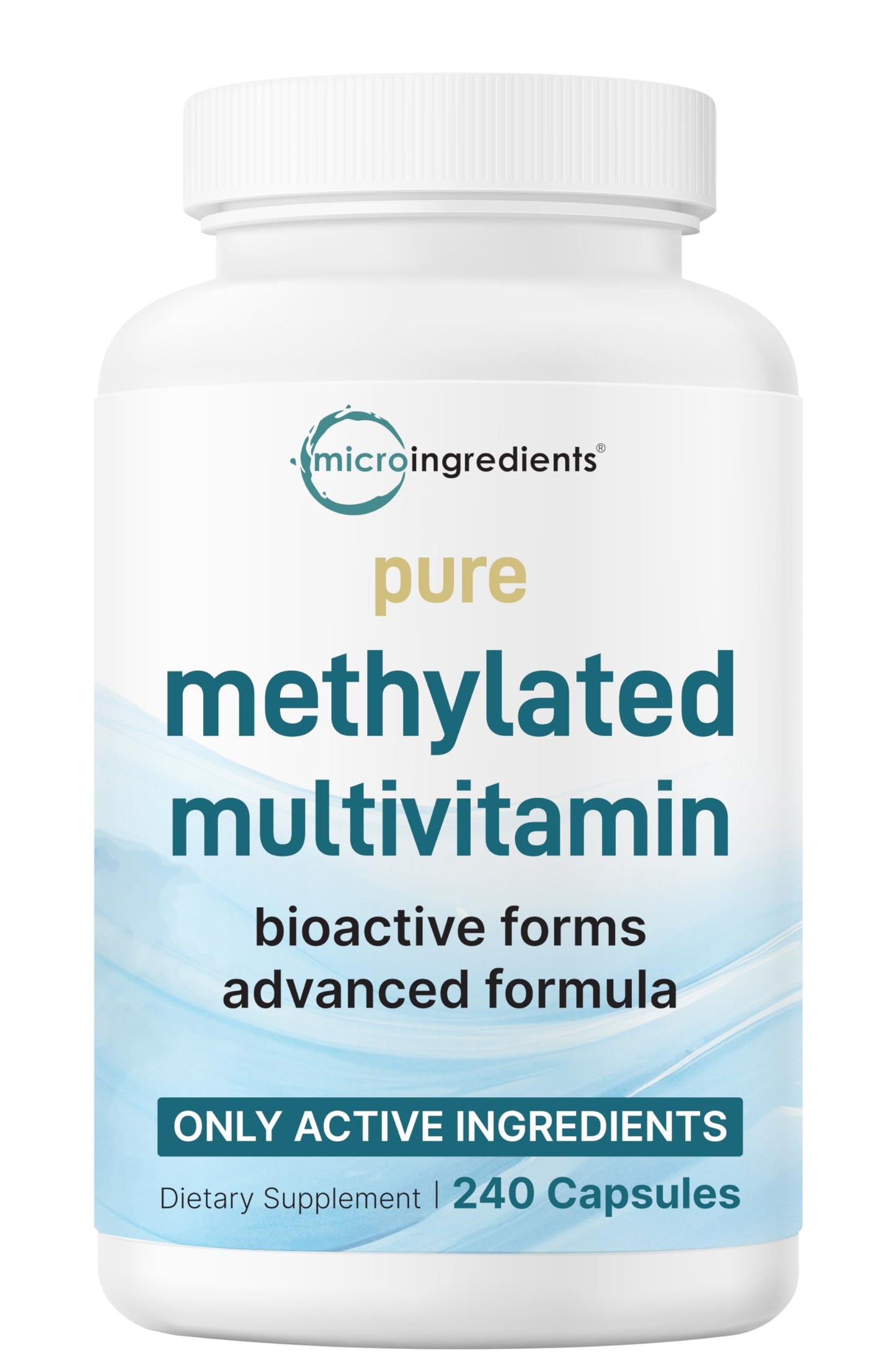 Micro Ingredients Pure Methylated Multivitamin, 240 Capsules | 19-in-1 Formula with Vitamins C, D, B12, Folate, Magnesium Micro Ingredients