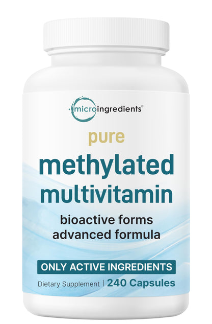Micro Ingredients Pure Methylated Multivitamin, 240 Capsules | 19-in-1 Formula with Vitamins C, D, B12, Folate, Magnesium Micro Ingredients