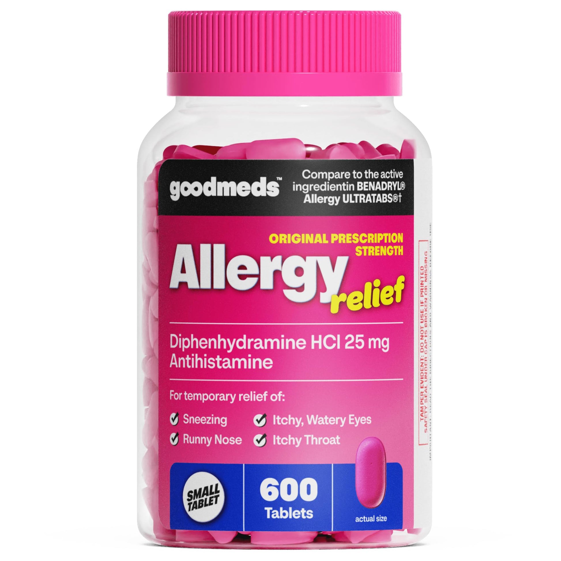 GoodMeds Allergy Medicine Antihistamine, Diphenhydramine HCl 25 mg | Children and Adults | Relieve Itchy Eyes, Runny Nose, Sneezing (25 mg, 600 Tablets) GoodMeds buy australia supplements