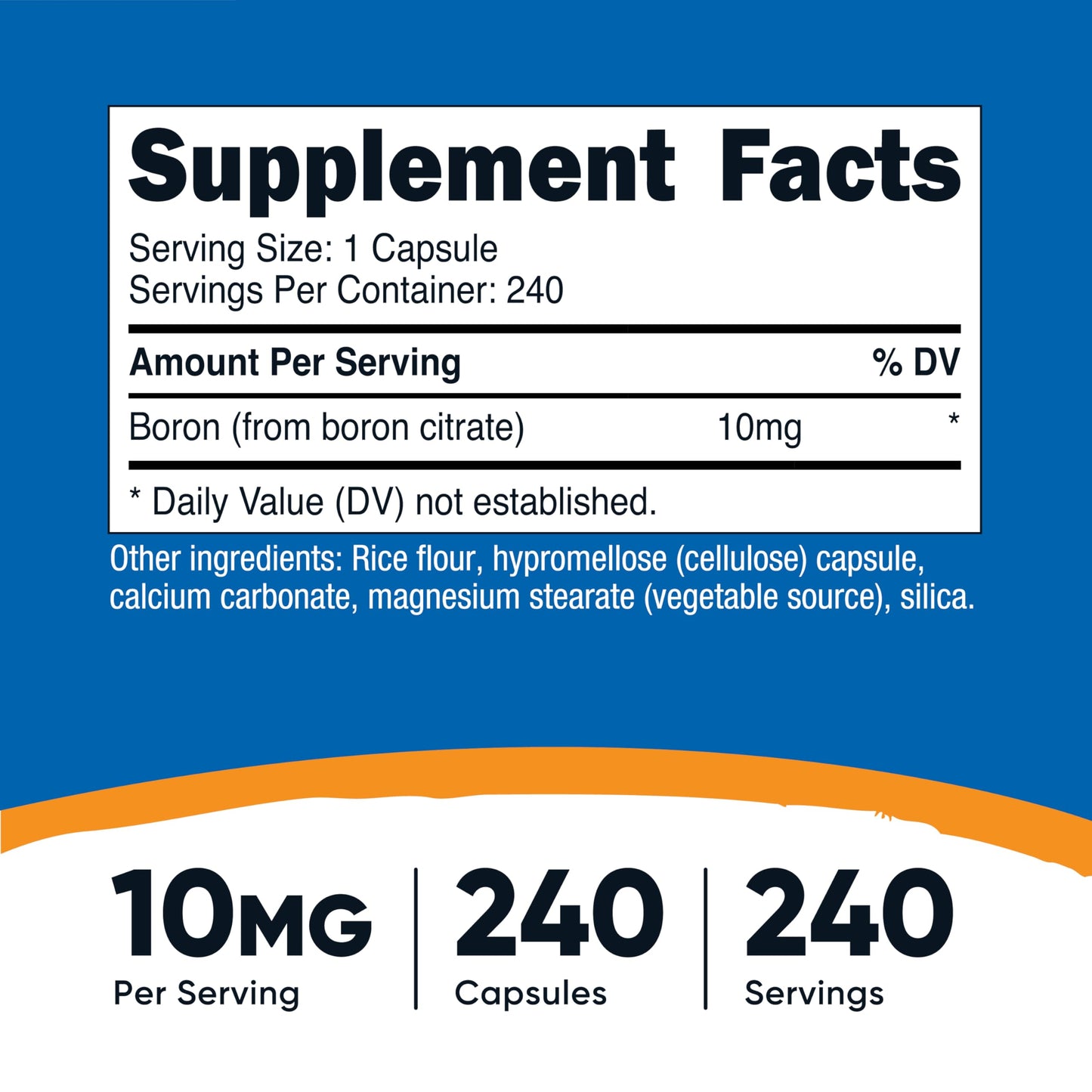 Nutricost Boron Capsules 10mg, 240 Vegetarian Capsules, Gluten Free and Non-GMO Nutricost