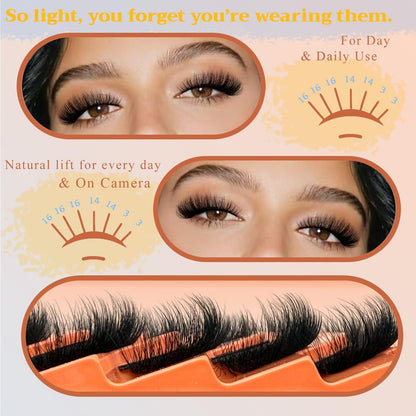 VOCOAK Cat Eye Lashes Mink Wispy Short Fluffy Strip Eyelashes Natural Look VOCOAK