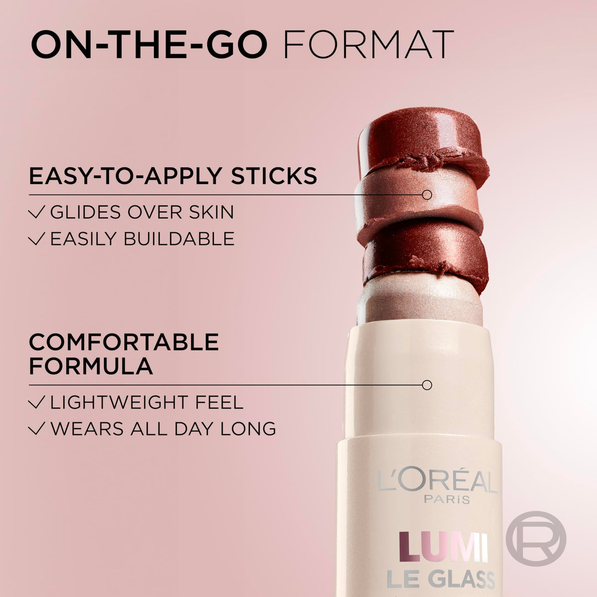 L'Oreal Paris True Match Lumi Le Glass Highlighter Stick, Reflective, Translucent, Glassy Highlighter for Face and Body, 610 Glassy Pearl Eclat, 0.17 Oz L'Oreal Paris