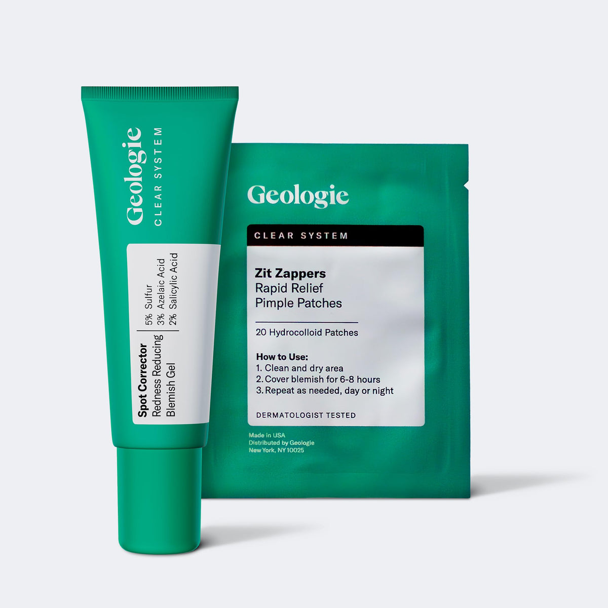 Geologie Acne Control Face Wash and Anti-Pimple Pack Bundle, Salicylic Acid, Spot Treatment, Hydrocolloid Pimple Patches, BPO-Free, 2-Piece Set Geologie