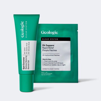 Geologie Acne Control Face Wash and Anti-Pimple Pack Bundle, Salicylic Acid, Spot Treatment, Hydrocolloid Pimple Patches, BPO-Free, 2-Piece Set Geologie