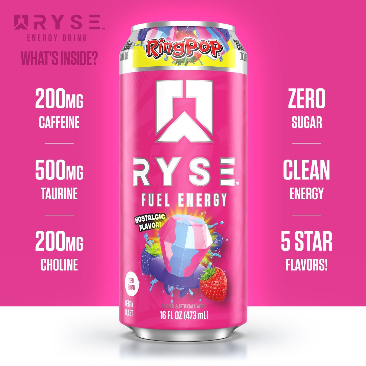 RYSE Fuel Energy Drink - Variety Pack - Sugar Free, Gluten Free & Vegan - 200mg Natural Caffeine, Taurine & Choline for Focus & Energy - No Artificial Colors - 16 fl oz Cans (12-Pack)