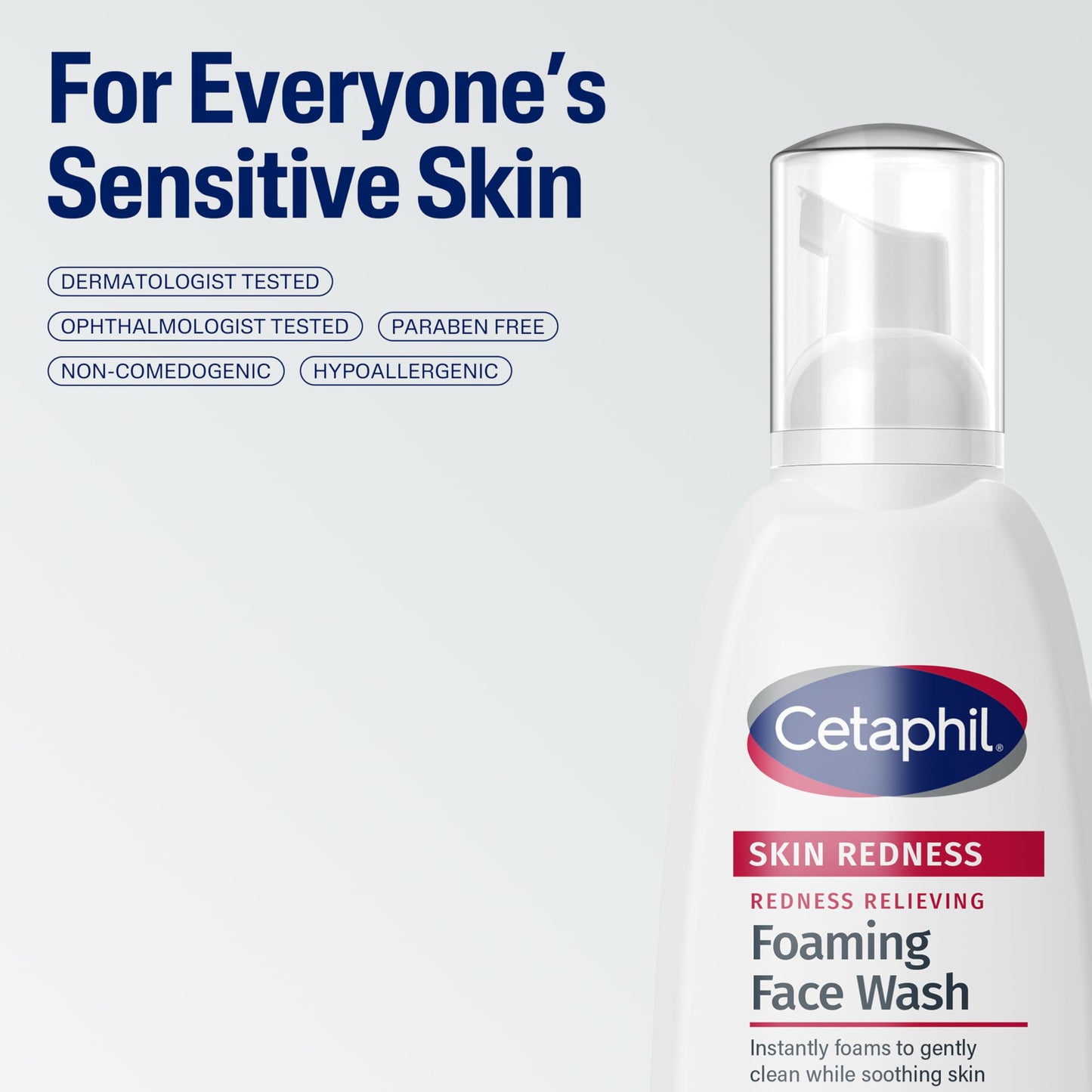 Cetaphil Redness Relieving Foaming Face Wash For Sensitive Skin, 8 Fl Oz, Gently Cleanses Cetaphil