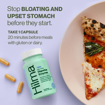 Hilma Digestive Enzymes for Women, Bloating Relief with Turmeric, Dandelion Root and Gluten Digestive Enzymes, Natural Gluten Hilma