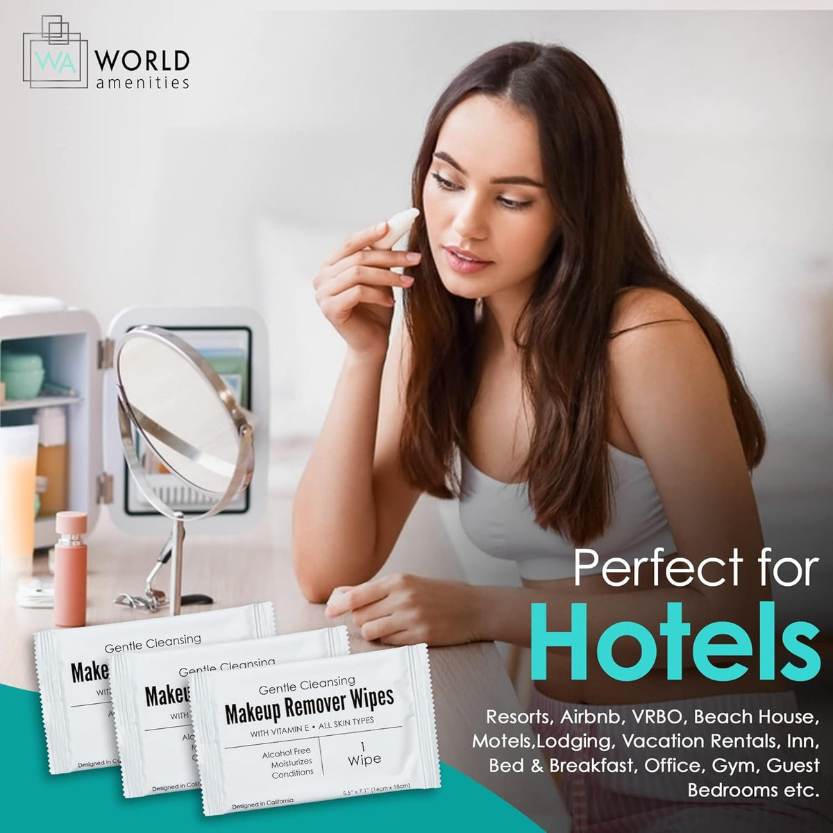 World Amenities Individual Makeup Remover Wipes, 500 Individually Wrapped World Amenities