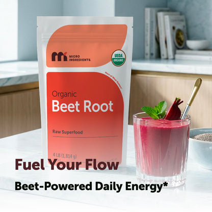 Micro Ingredients Organic Beet Root Powder, 4 Pounds | Cold Pressed, Water Soluble, High Concentrated Raw Beetroot Supplement | Natural Nitric Oxide Superfood Drink Mix Micro Ingredients