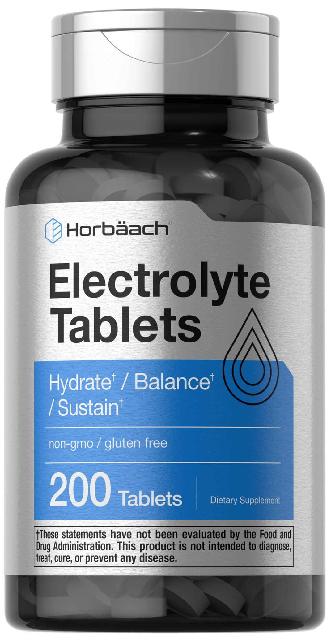 Horbäach Electrolyte Tablets | 200 Count | Helps Hydrate, Balance, & Sustain | with Calcium, Magnesium, Chloride, Sodium and Potassium | Vegetarian, Non-GMO & Gluten Free Horbäach buy australia supplements