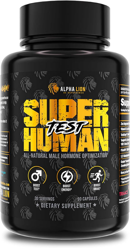 ALPHA LION Superhuman Test – Natural Testosterone Booster for Men | Boost Energy, Drive, Muscle Strength & Mental Focus with PrimaVie, Shoden Ashwagandha & TestoSurge