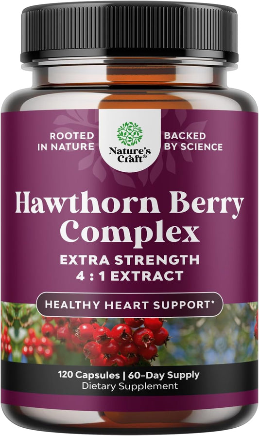 High Strength Hawthorn Berry Capsules - Pure Antioxidant Hawthorn Berry Supplement with Leaf & Flower Extract 4:1 for Healthy Heart & Digestion - Energy Support for Men & Women - 120 Count Pack Gsupps Australia
