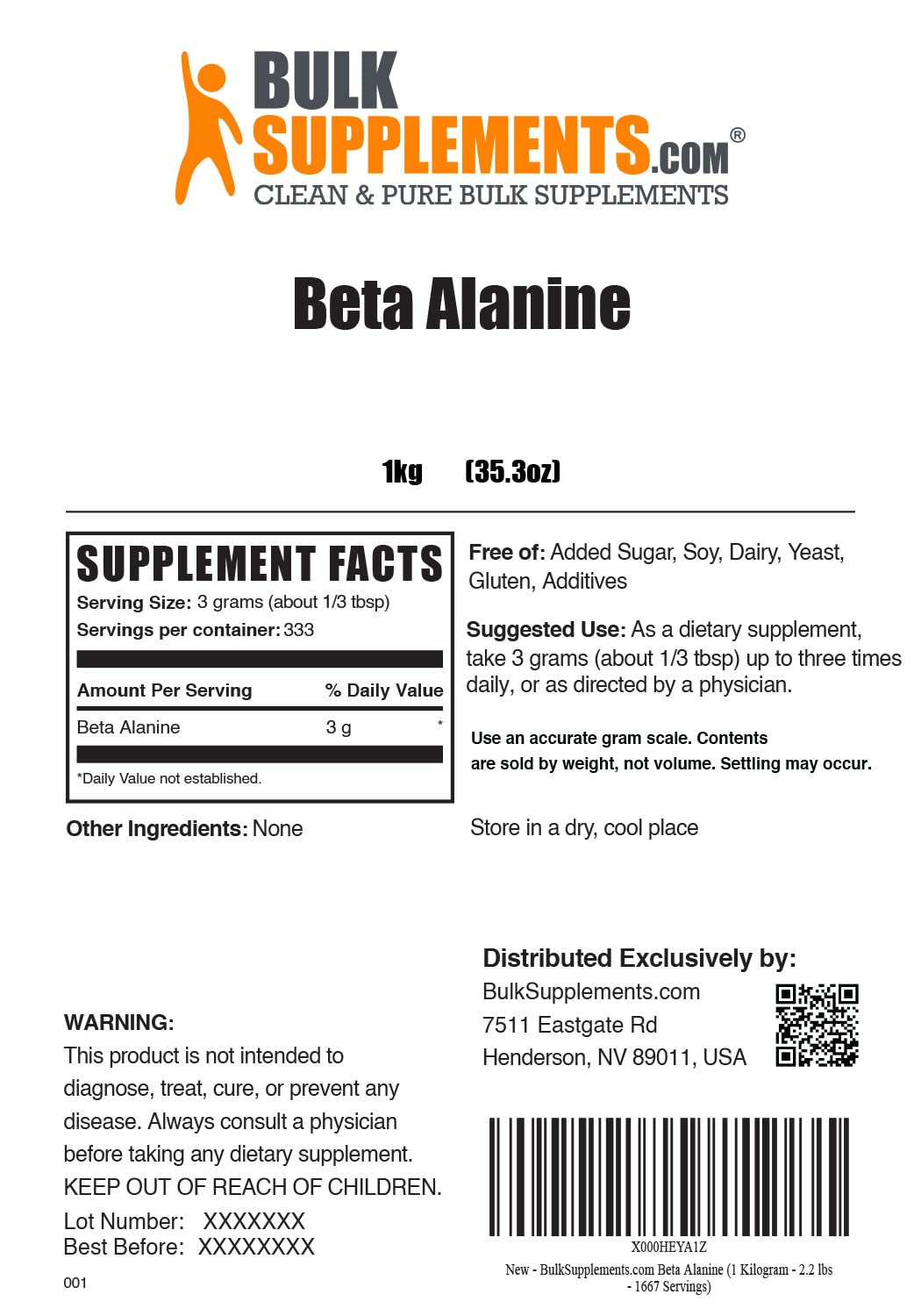 BULKSUPPLEMENTS.COM Beta Alanine Powder 1KG, with Creatine Monohydrate Powder BULKSUPPLEMENTS.COM buy australia supplements