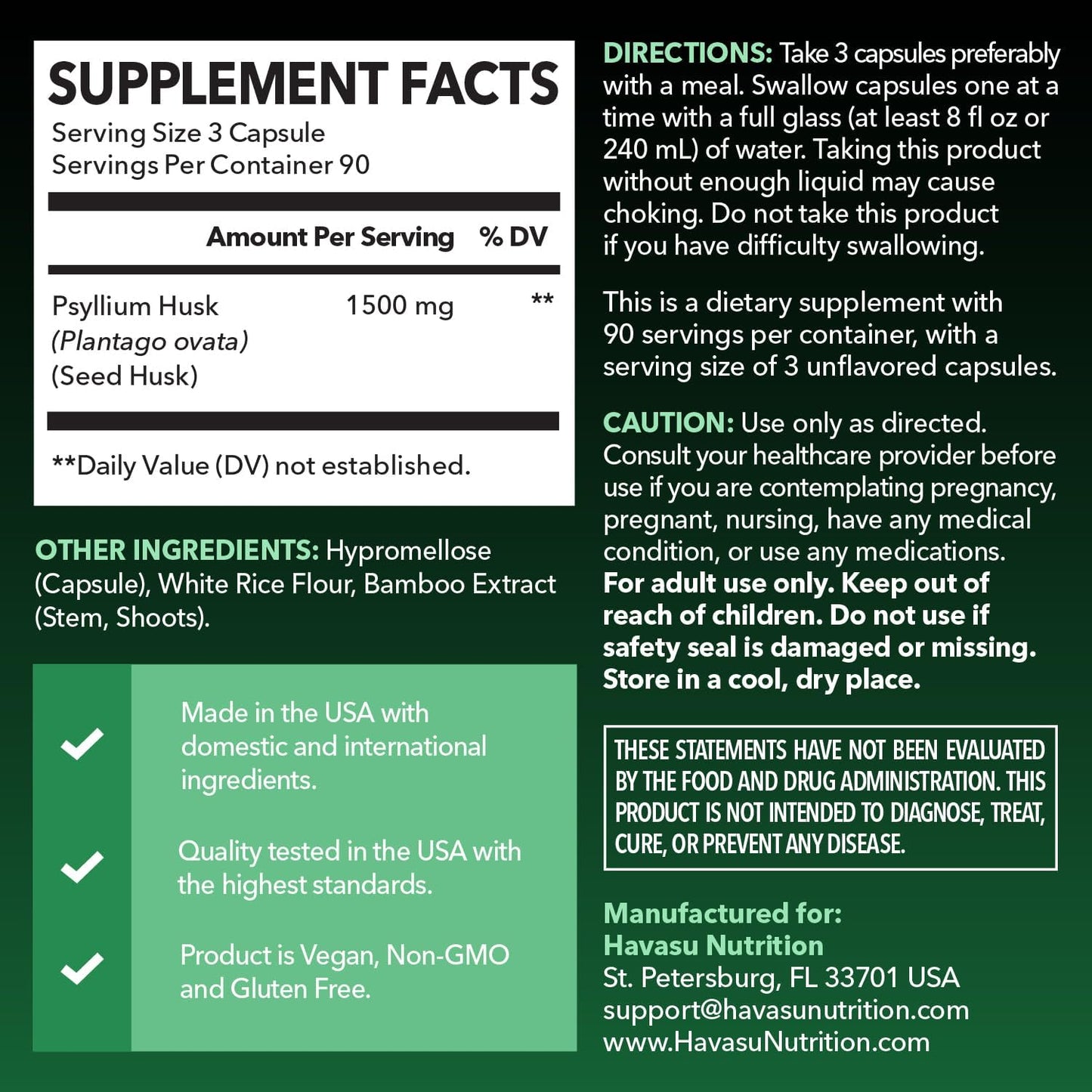 Vegan Psyllium Husk Fiber Capsules, GLP-1 Nutritional Support, 270 Pills | Psyllium Fiber Supplement Capsules for Digestive Health Regularity, Non-GMO Gluten Free & 3rd Party Tested, 90 Servings Gsupps Australia