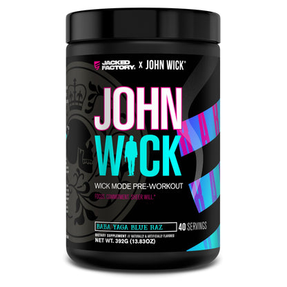 Jacked Factory X John Wick - Wick Mode Pre Workout Powder - Intense Energy, Battle-Ready Focus, Unstoppable Commitment, and Sheer Will Jacked Factory