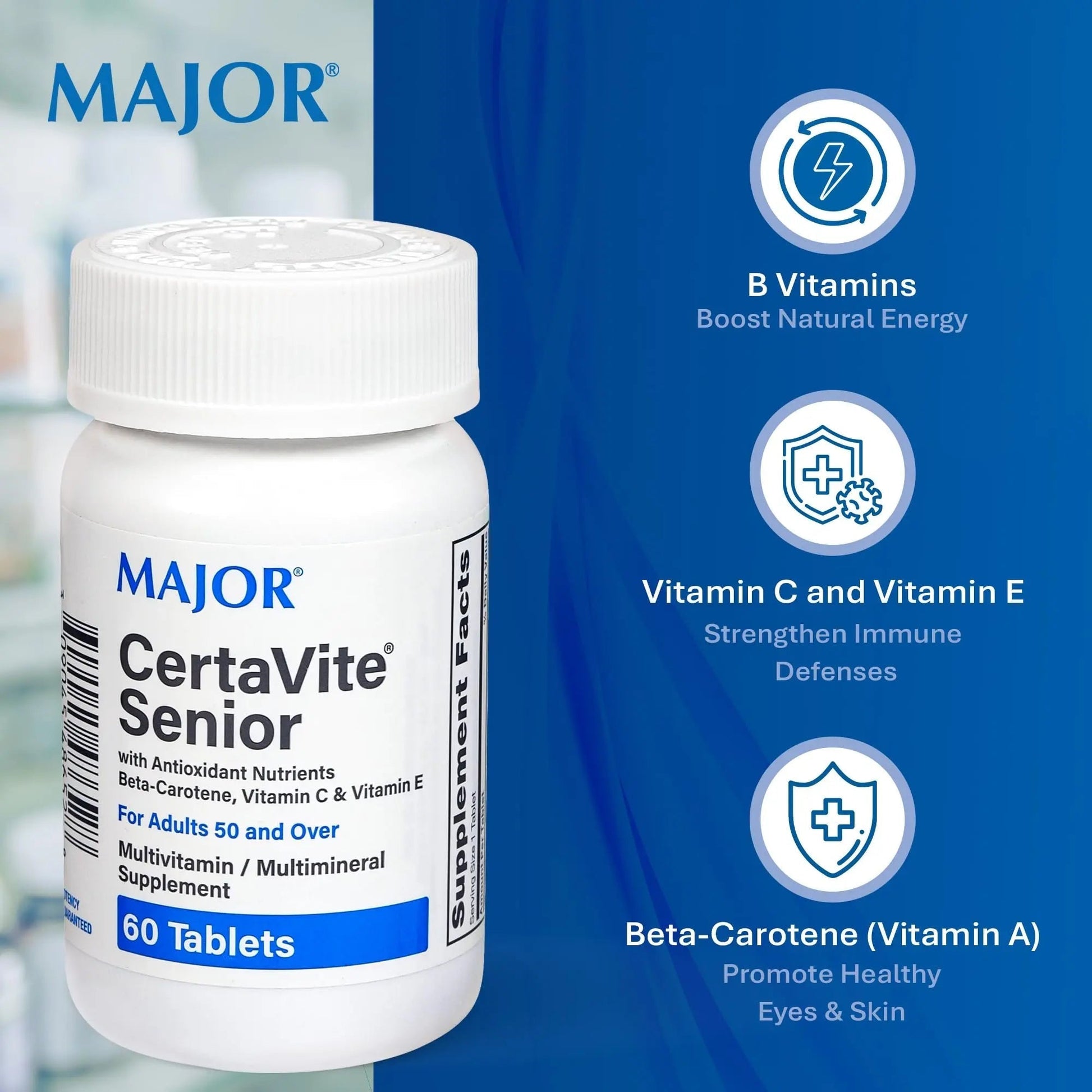 MAJOR CertaVite Senior Multivitamin with Antioxidants – Multivitamin for Women and Men with Beta-Carotene, Iron MAJOR buy australia supplements