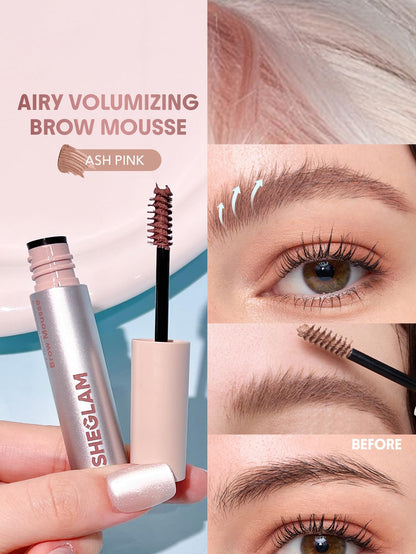 SHEGLAM Airy Tinted Volumizing Brow Mousse Eyebrow Cream Gel Highly Pigmented Shaping Filling Water Removal-Ash Pink SHEGLAM