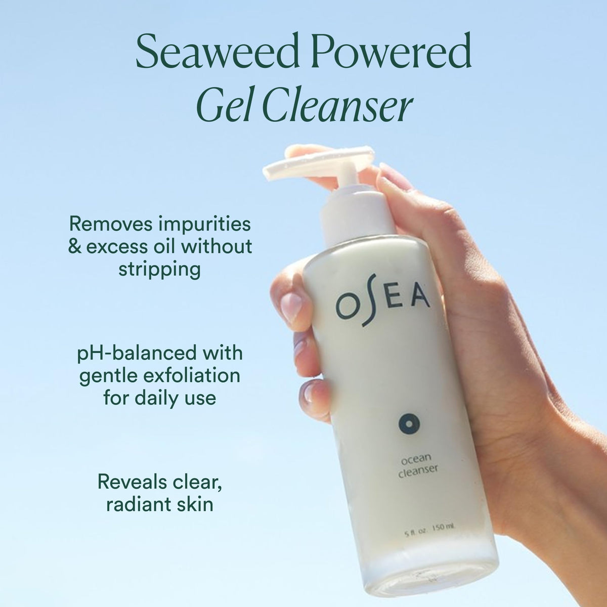 OSEA Ocean Cleanser 5 oz - Nourishing Facial Cleansing Gel - Mineral-Rich Face Wash - Gentle Face Cleanser - Clean Beauty Skincare - Vegan & Cruelty-Free Facial Wash OSEA