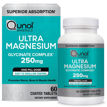 Qunol Magnesium Glycinate Complex, Gentle on Stomach, 250mg One Pill Dose, Superior-Absorption Magnesium, Nerve, Bone and Muscle Health Supplement, 60 Count (Pack of 1) Qunol buy australia supplements