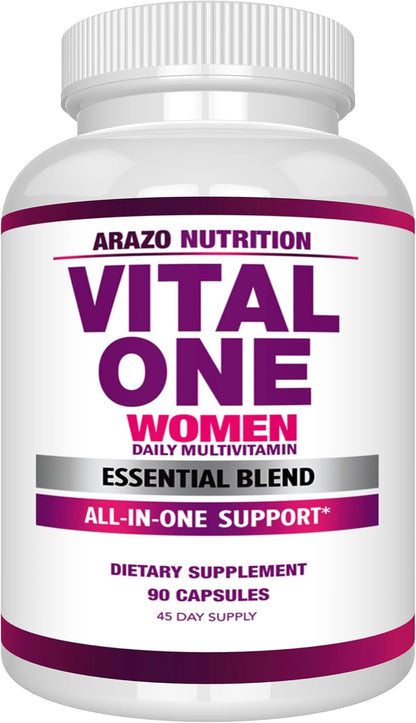 Arazo Nutrition Vital One Multivitamin for Women - Daily Wholefood Supplement - 90 Vegan Capsules Gsupps Australia