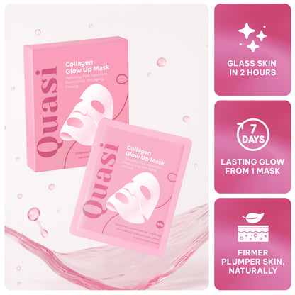 Quasi Bio-Collagen Face Mask Overnight – Hydrating Korean Sheet Mask – Niacinamide & Low Molecular Collagen – Firming & Smoothing Skincare for All Skin Types – 4 Masks Quasi