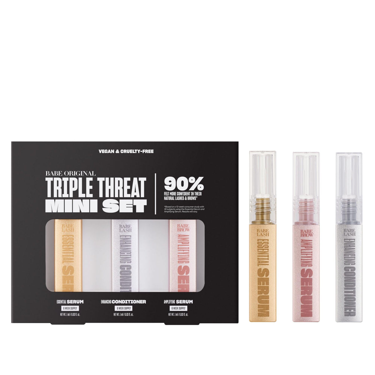 Babe Original Triple Threat Mini Set, Lash & Brow Serums, 3-Pack BABE ORIGINAL