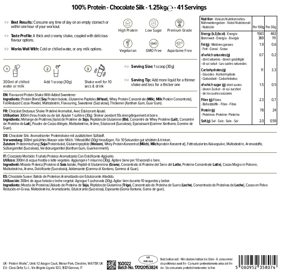 Protein Works - 100% Protein, 1.25kg, High Protein Blend, 41 Servings, Chocolate Silk Protein Works buy australia supplements
